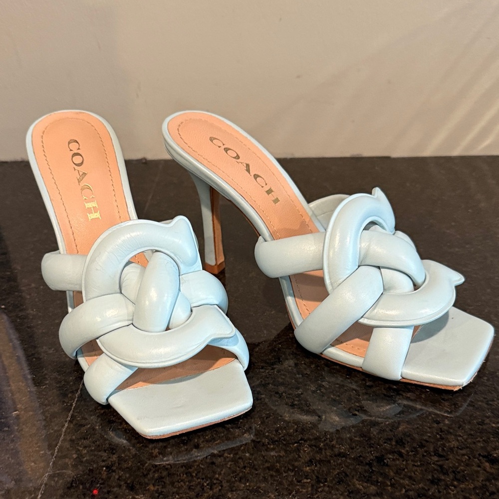 Coach Sky Blue Women's Heeled Mules